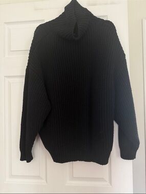 Free People Black Chunky Knit Turtleneck
